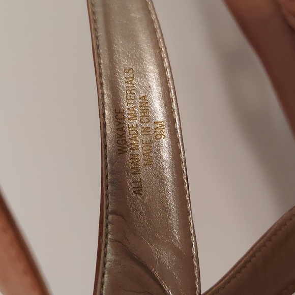 Guess Kayce Faux Leather and Cork Platform Wedge Sandals Size 9.5 Tan Nude - Picture 11 of 16